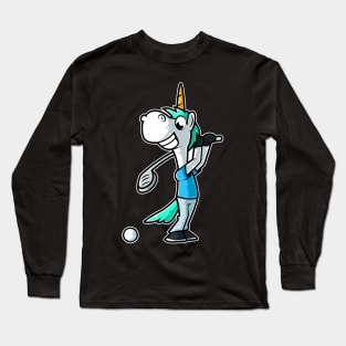 Unicorn Golf Player Golfer Golfing Funny Kids Boys print Long Sleeve T-Shirt